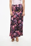 Balenciaga Pleated Floral Print Maxi Skirt In Multi