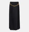 Balenciaga Black Long Pleaded Skirt With Belt In Tech Fabric Woman In Black
