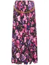 Balenciaga Pleated Floral Print Maxi Skirt In Pink
