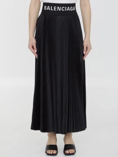 Balenciaga Pleated Midi Skirt In Black