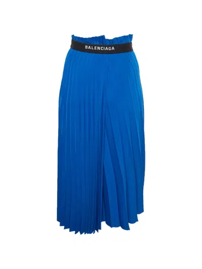 Pre-owned Balenciaga Pleated Midi Skirt In Blue