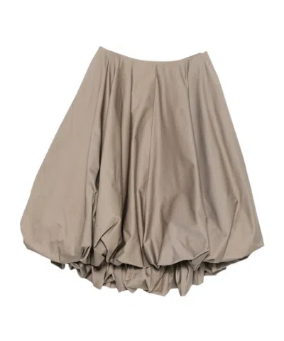 Balenciaga Pleated Midi Skirt In Neutral