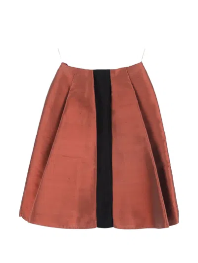 Pre-owned Balenciaga Pleated Midi Skirt In Orange