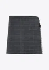 Balenciaga Grey Pleated Wool Mini Skirt In Gray