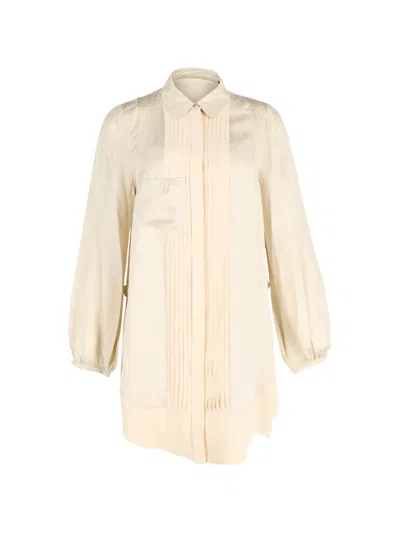 Pre-owned Balenciaga Pleated Silk Shirt In Neutral