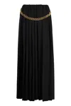 Balenciaga Black Long Pleaded Skirt With Belt In Tech Fabric Woman