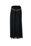 Balenciaga Women Black Long Pleaded Skirt With Belt In Tech Fabric Woman In Black