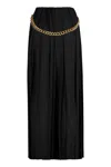 Balenciaga Black Long Pleaded Skirt With Belt In Tech Fabric Woman