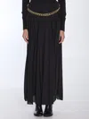 Balenciaga Black Long Pleaded Skirt With Belt In Tech Fabric Woman In Black
