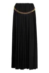 Balenciaga Black Long Pleaded Skirt With Belt In Tech Fabric Woman In Black