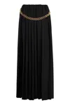 Balenciaga Black Long Pleaded Skirt With Belt In Tech Fabric Woman In Black