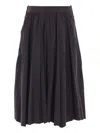Balenciaga Hybrid Pleated Wool-ramie Midi Skirt In Black