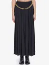 Balenciaga Black Long Pleaded Skirt With Belt In Tech Fabric Woman In Black