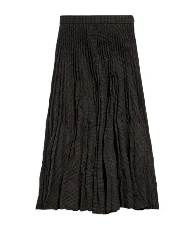 BALENCIAGA WOMEN'S CREASED PLEATED SKIRT IN DARK GREEN