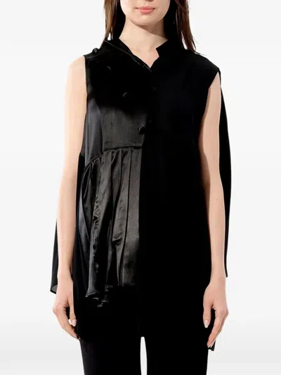 Balenciaga Pleated Sleeveless Blouse In Black