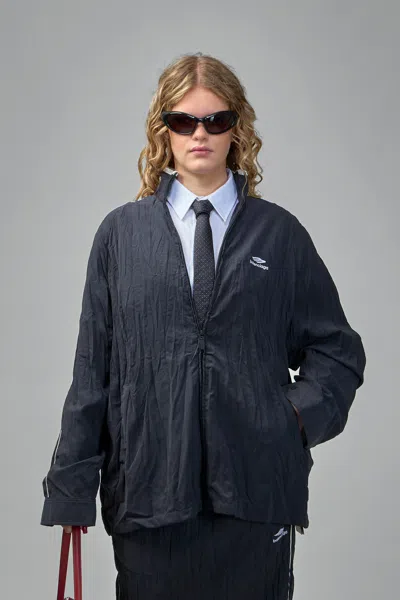 Balenciaga Pleated Tracksuit Jacket In Black