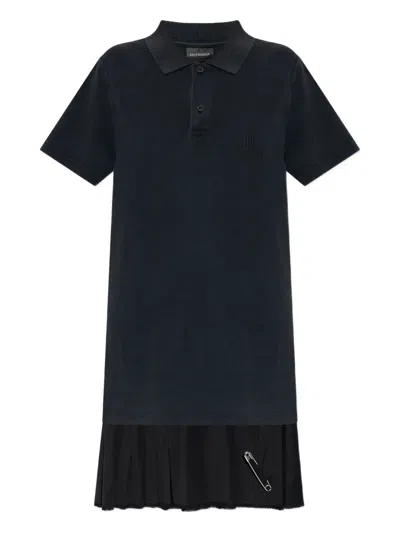 Balenciaga Dress With Pleated Hem And Safety Pin Detail In Black