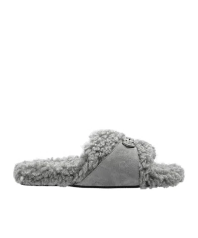 Balenciaga Plush Slippers In Gray