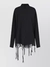 Balenciaga Lingerie Black Sirt With Button-down Collar And Lingerie Detail On The Hem In Tech Fabric Woman