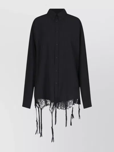 BALENCIAGA POCKET LACE HEM LONG SLEEVES TOP