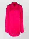 Balenciaga Regular Fit Long Sleeve Jacquard Logo Shirt In Red