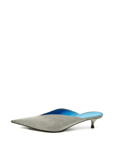 Pre-owned Balenciaga Pointed Mules In Silver