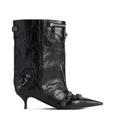 Balenciaga Cagole Wide Boots In Black