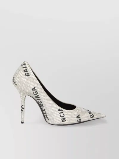 Balenciaga Pointed Square Knife Heel Pumps In White