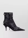 Balenciaga Pointed Toe Ankle Boots With Buckles And Studs