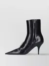 Balenciaga Pointed Toe Stiletto Heel Ankle Boots With Buckle Detail In Black