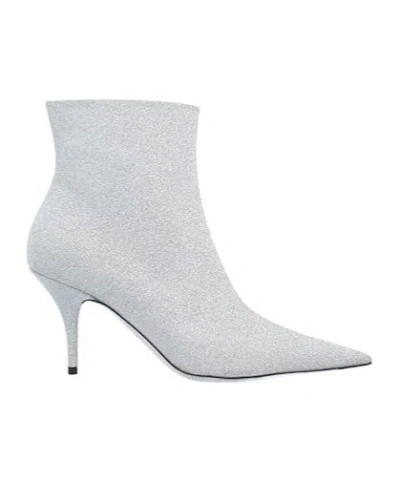 Balenciaga Pointed-toe Ankle Boots In Silver