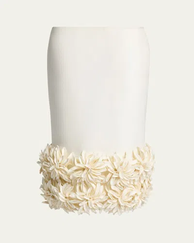 Balenciaga Pointy Flower Midi Pencil Skirt In White