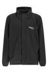 Balenciaga Polyester Jacket With Elastic Cuffs And Hooded Design In Black