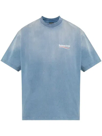 Balenciaga Political Campaign Cotton T-shirt In Blue