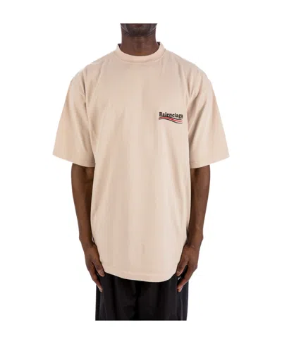 Balenciaga Political Campaign Cotton T-shirt In Nude
