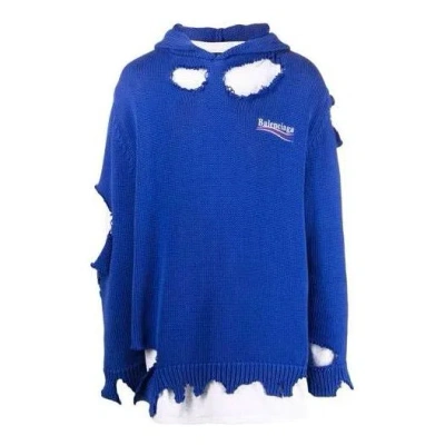 Balenciaga Political Campaign Destroyed Hoodie 'blue'