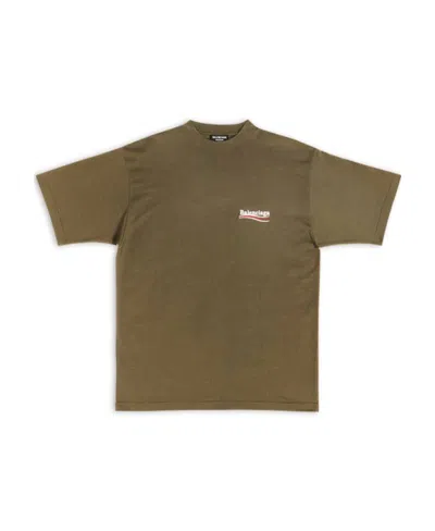 Balenciaga Political Campaign Embroidered Cotton T-shirt In Green