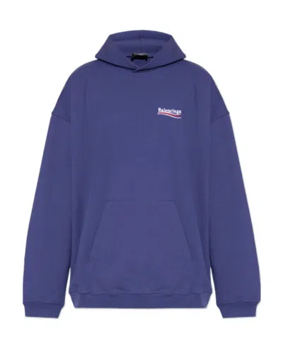 Balenciaga Political Campaign Embroidered Hoodie In Blue