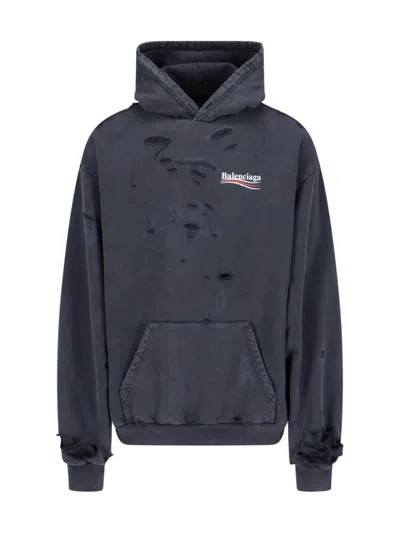Balenciaga "political Campaign" Hoodie In Black  