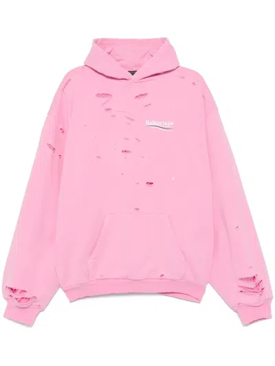 Balenciaga Pink Political Campaign Layered Hoodie In 9770