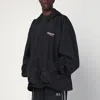 Balenciaga Polyester Jacket With Elastic Cuffs And Hooded Design In Black