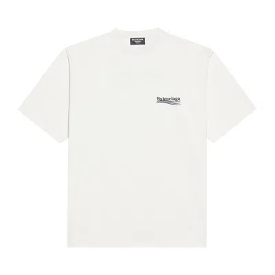 Pre-owned Balenciaga Political Campaign Large Fit T-shirt 'dirty White/blk/blue' In Grey