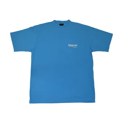 Balenciaga Political Campaign Large Fit T-shirt Light Blue Turquoise In Xs
