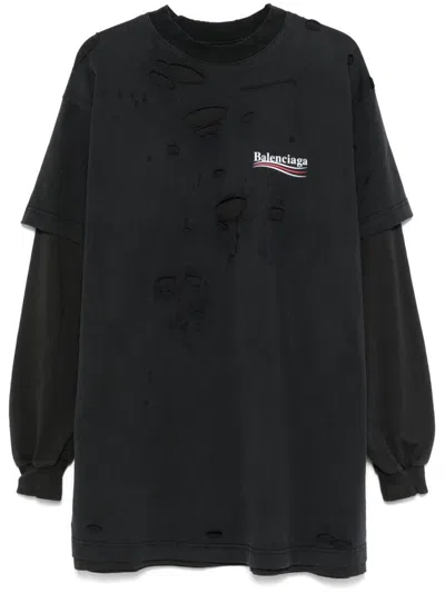 Balenciaga Political Campaign Layered T-shirt In Black