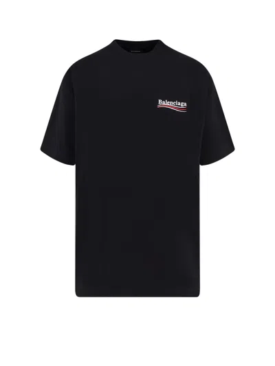 Balenciaga Political Campaign Logo Cotton T-shirt In Black