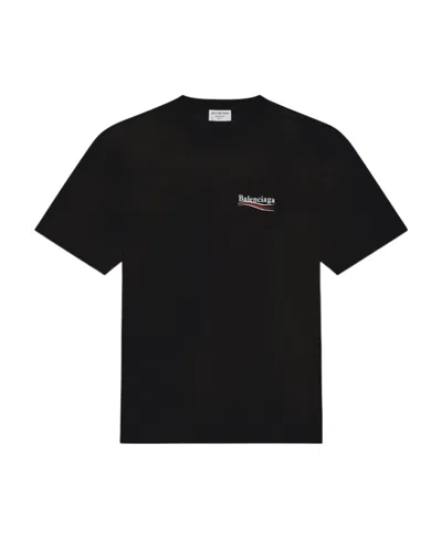 Balenciaga Political Campaign Logo-print T-shirt In Black