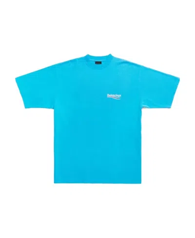 Balenciaga Political Campaign Logo-print T-shirt In Blue