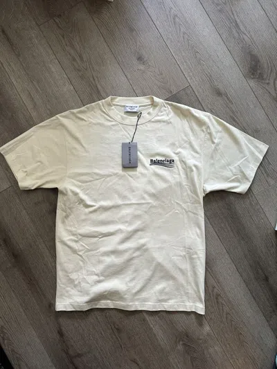 Pre-owned Balenciaga Political Campaign Logo T-shirt In Sand
