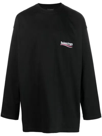 Balenciaga Logo-print Long-sleeve T-shirt In Schwarz