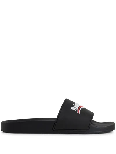 Balenciaga Political Campaign Pool Slides In Black
